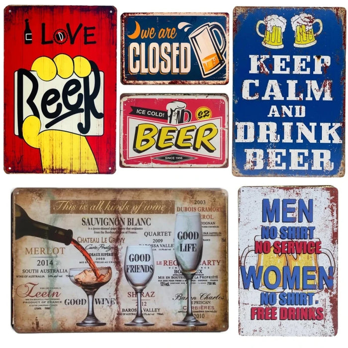 Vintage Beer Cheers Metal Tin Signs - Retro Wall Decor for Bars, Pubs, and More