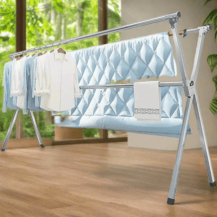 Vikaqi Premium Stainless Steel Adjustable Clothes Drying Rack with Bonus Accessories