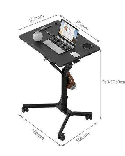 Mobile Height-Adjustable Laptop Desk with Gas Spring Lift for Versatile Home and Office Use