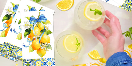 Huancai 20/40pcs Blue and White Porcelain Lemon Napkins - Elegant Dini