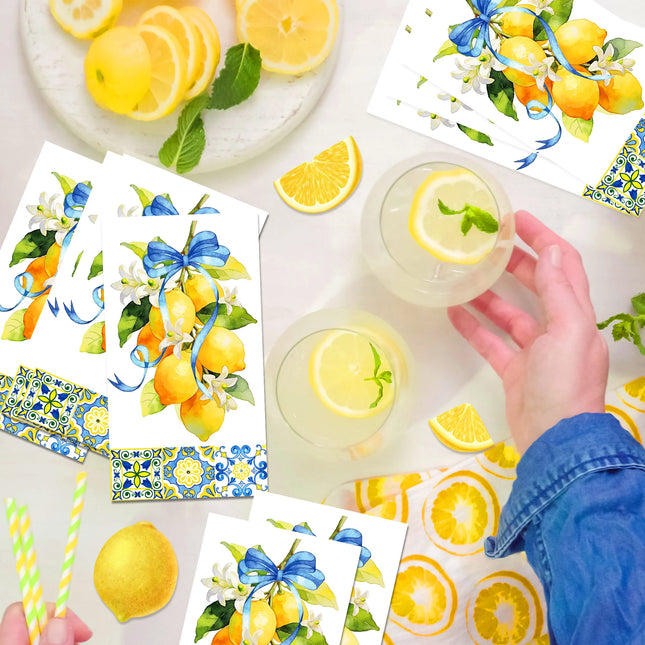 Blue & White Porcelain Lemon Napkins | Decorative Paper Napkins