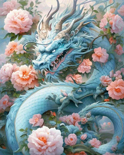 Chinese Dragon Blossom 5D Diamond Art DIY Craft Kit - Complete Embroidery Set with Bonus Square Drills for Stunning Home Decor