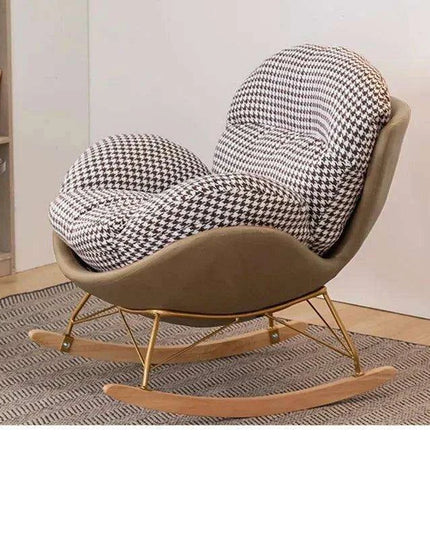 Plush Velvet Nordic Rocking Chair - Elegant Lounge Seating for Ultimate Relaxation