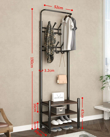 Modern Entryway Organizer with Hooks - Stylish Storage Solution for Shoes and Coats