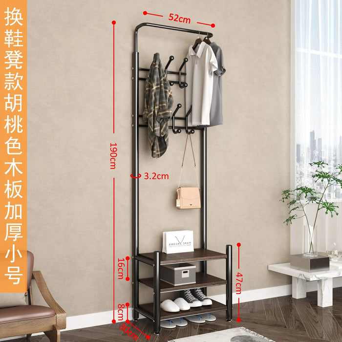 Modern Entryway Organizer with Hooks - Stylish Storage Solution for Shoes and Coats