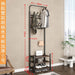 Modern Entryway Organizer with Hooks - Stylish Storage Solution for Shoes and Coats