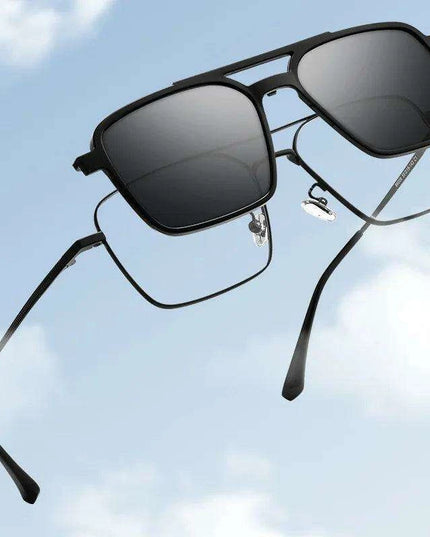 Sleek Polarized Titanium Clip-On Aviator Shades