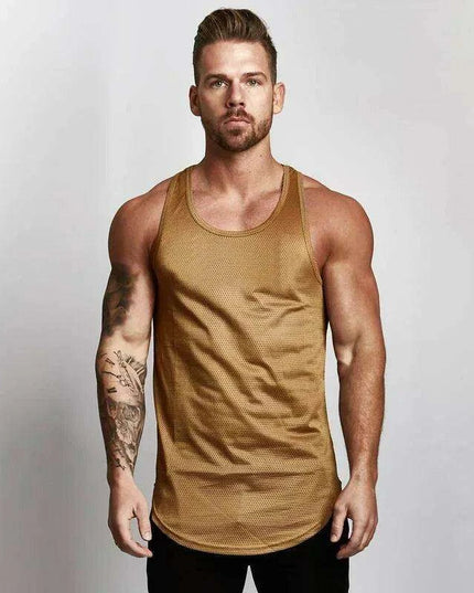 Men's Cool-Dry Mesh Gym Tank - Sleek Sleeveless Bodybuilding Vest for Summer