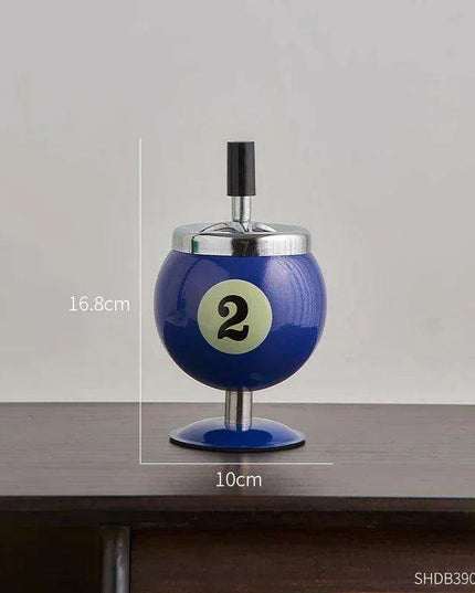 Chic Billiards-Inspired Metal Ashtray - Stylish Smoking Accessory and Decorative Accent for Home and Office