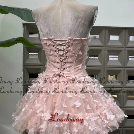 Londeway Strapless 3D Petal A-Line Mini Dress — Custom Fit for Homecoming, Prom & Cocktail