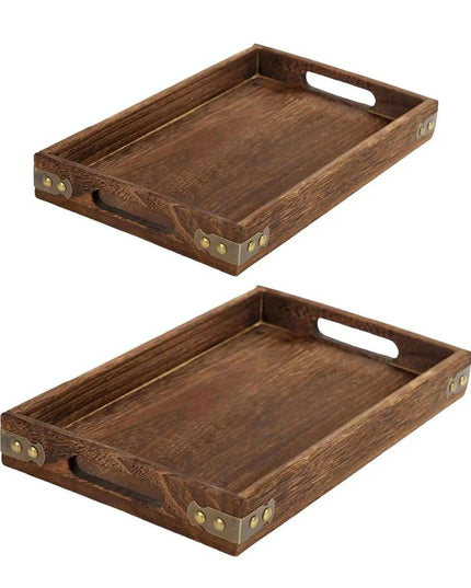 Charming Rustic Wood Serving Tray with Comfortable Handles - Ideal Multi-Purpose Centerpiece for Every Gathering
