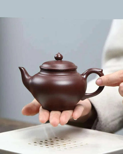 Handcrafted 170ML Purple Clay Teapot with Integrated Strainer - Authentic