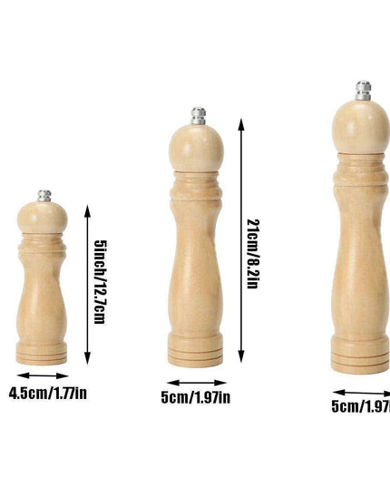Adjustable Wooden Salt and Pepper Mill Set with Ceramic Rotor for Gourmet Seasoning