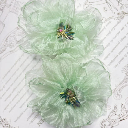 Honeypotson Exaggerated White Yarn Flower Earrings with 925 Silver Nee