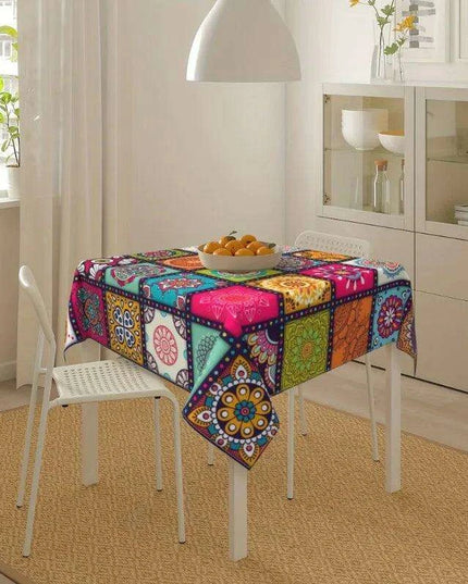 Bohemian Chic Colorful Mandala Rectangular Tablecloth for Celebratory Dining