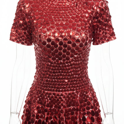KarolyiDora XXXL Lake Blue Sequins Mini Dress for Nightclub & Dance