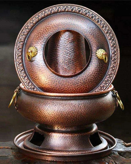 Retro Copper Charcoal Hot Pot - Premium Handcrafted Cooking Vessel