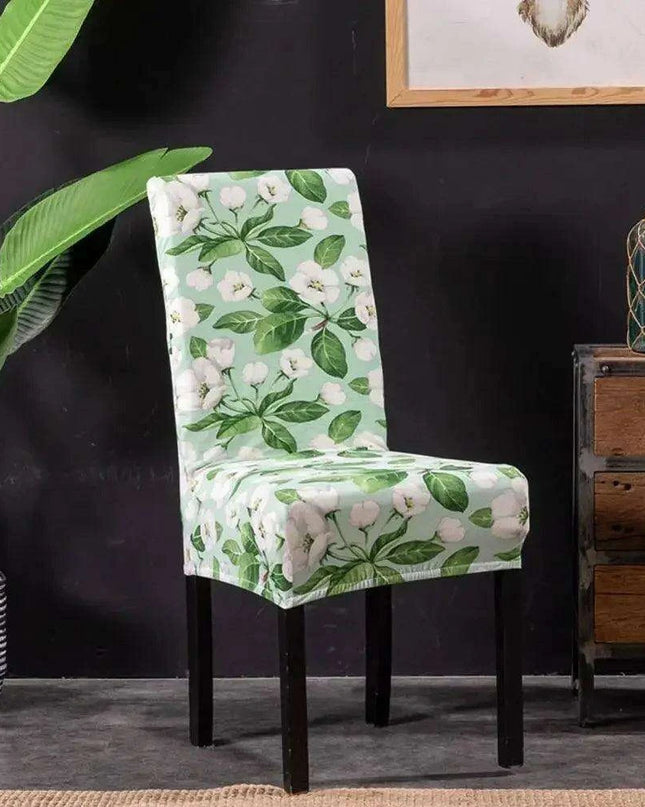 Nordic Floral Stretch Chair Slipcover in Yellow and Tan