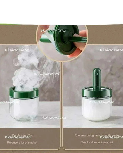 Luxury Spice Container Set with Built-in Spoon Lid and Airtight Organizer Box