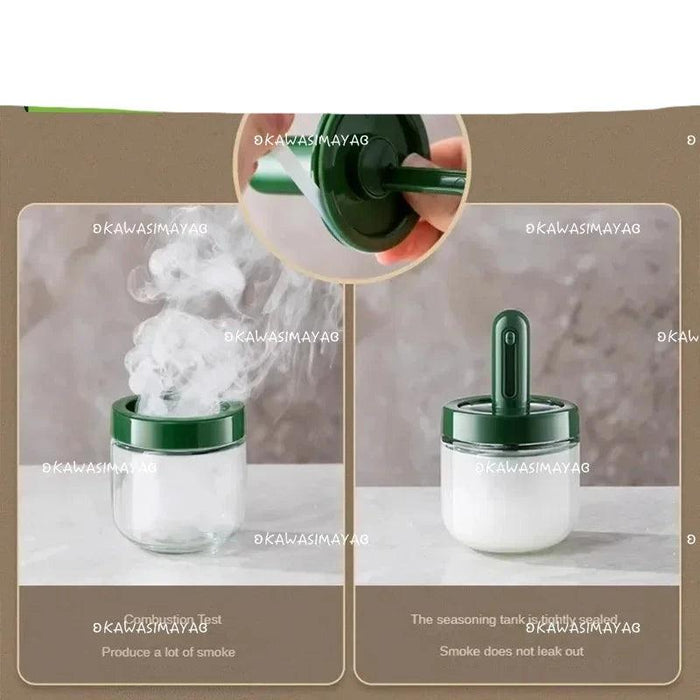 Luxury Spice Container Set with Built-in Spoon Lid and Airtight Organizer Box