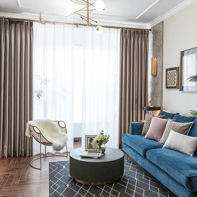 Luxury Satin Blackout Curtains — Custom Size, Minimalist Design (1pc)