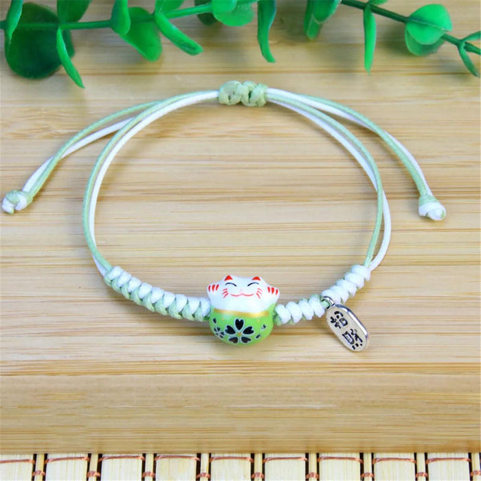 Charming Kawaii Cat Couple Love Bracelet – Adorable Braided Accessory from Japan