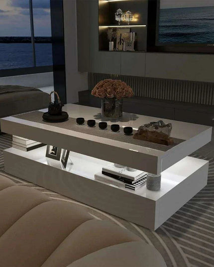 Illuminated White Gloss Coffee Table - Chic Centerpiece for Contemporary Living Rooms