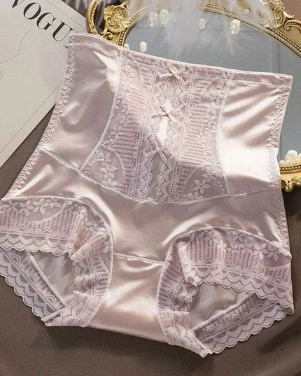 Vintage Charm High-Waisted Antibacterial Women's Briefs with Satin Touch and Bow Detail