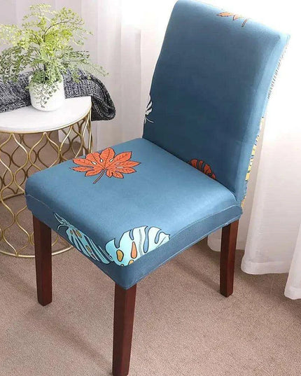 Chic Dark Blue Floral Slipcover for Nordic-Inspired Chairs