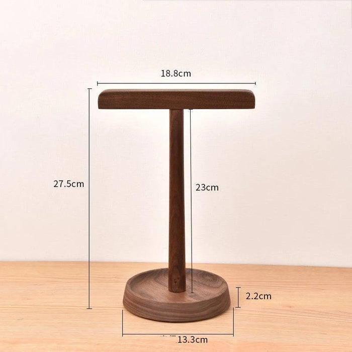 Sophisticated Dual Headphone Stand in Black Walnut & Acacia Wood with Elegant Storage Base