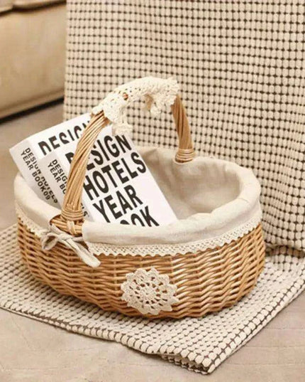 Eco-Chic Handcrafted Wicker Storage Basket with Washable Liner