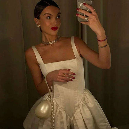 Stylish Backless Sleeveless Bubble Skirt Dress - Trendy Evening Wear for Women