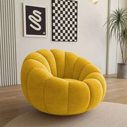 Transformative Rotating Pumpkin Plush Lounge Chair - Chic Seating Solution for Contemporary Interiors