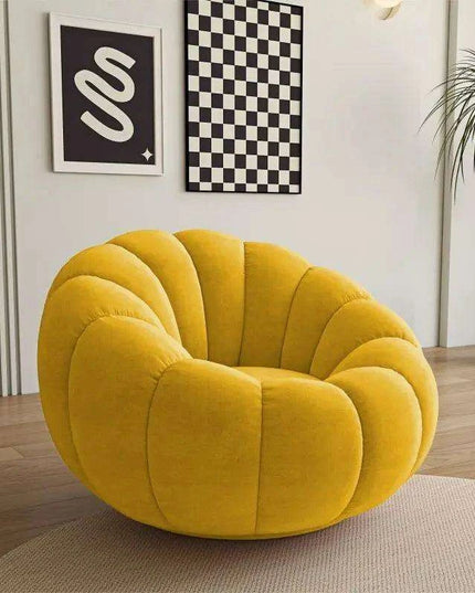 Transformative Rotating Pumpkin Plush Lounge Chair - Chic Seating Solution for Contemporary Interiors