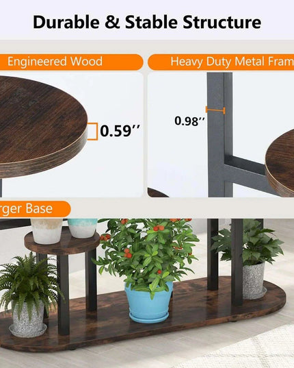 11-Pot Wooden Plant Stand Shelf - Vertical Space Maximizing Flower Organizer