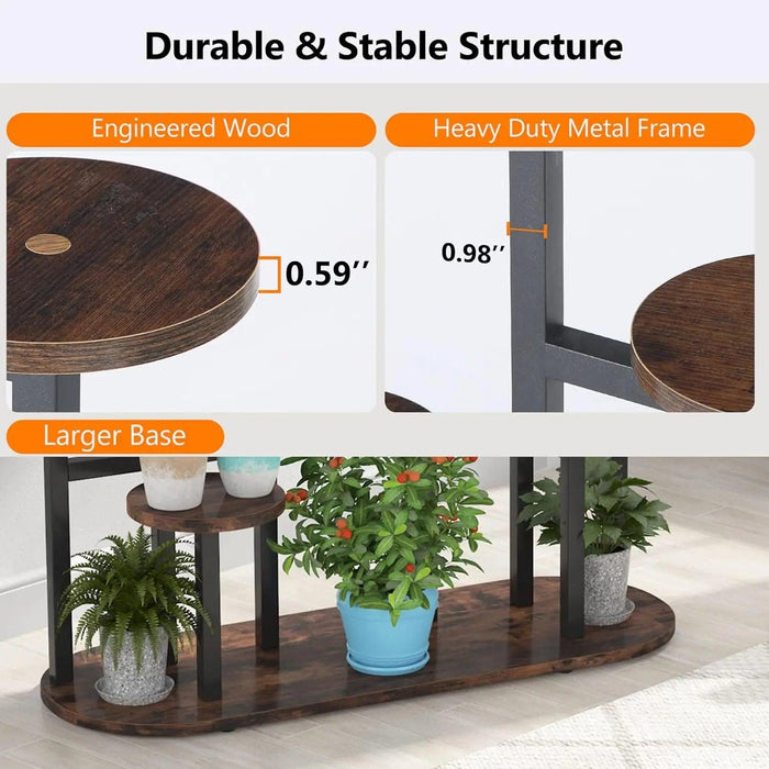 Wooden Plant Stand Shelf with 11 Pot Capacity - Elegant Flower Display Organizer