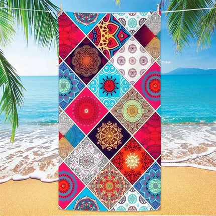 A20MaoX Mandala Beach Towel - Soft Quick-Dry Microfiber, Colorful Desi