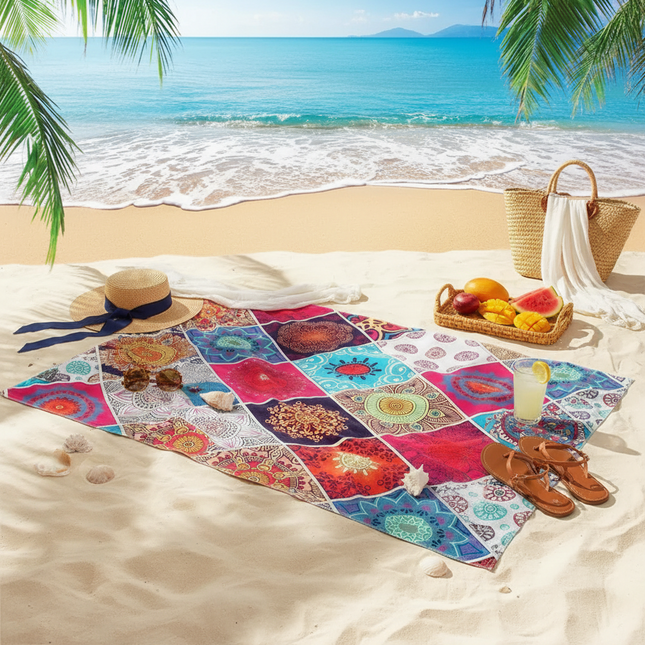 Mandala Beach Towel — Quick-Dry Microfiber | Solar, Azure, Floral, Prism
