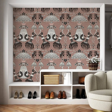 Mushroom Peel and Stick Wallpaper – Art Nouveau Botanical Mural