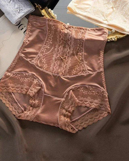 Vintage Charm High-Waisted Antibacterial Women's Briefs with Satin Touch and Bow Detail