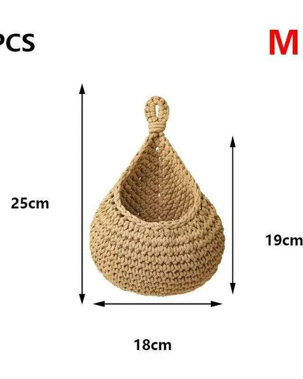 Sustainable Bohemian Jute Rope Hanging Basket for Elegant Fruit Display