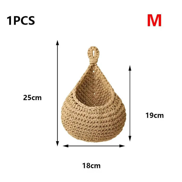 Handcrafted Jute Rope Wall Basket for Organizing Produce