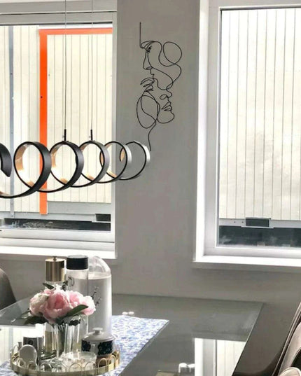 Contemporary Iron Face Line Wall Art Sculpture