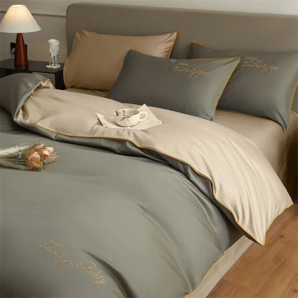 Monnom 100% Egyptian Cotton Duvet Cover Set - 3pcs, Soft & Durable