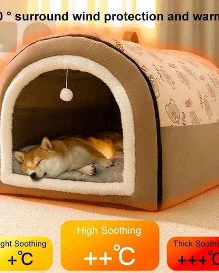 Winter Cozy Cave Bed for Pets - Snuggle Spot for Cats and Dogs
