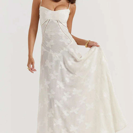 Stunning Backless A-line Maxi Dress with Adjustable Straps – Ideal for Celebratory Events & Summer Gatherings