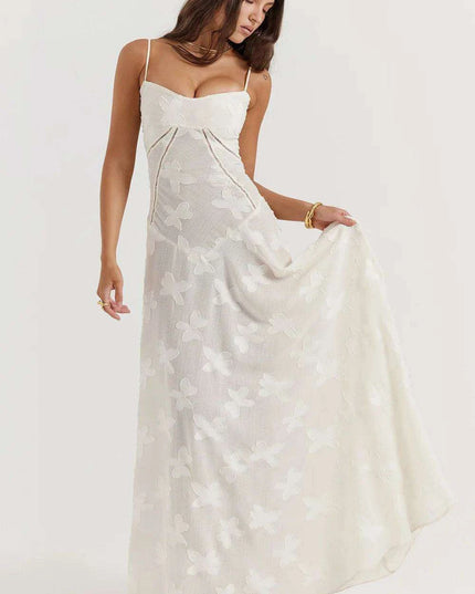 Stunning Backless A-line Maxi Dress with Adjustable Straps – Ideal for Celebratory Events & Summer Gatherings