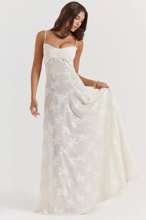 Stunning Backless A-line Maxi Dress with Adjustable Straps – Ideal for Celebratory Events & Summer Gatherings