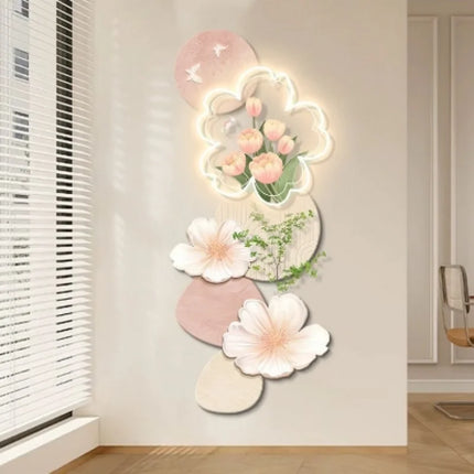 Cream Flower LED Mural Light | Fresco Decorative Wall Panel