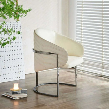 Stylish Italian Leather Dining Chairs with Durable Stainless Steel Base - Enhance Your Interior Elegance